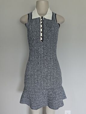Veronica Beard navy/white collared sleeveless knit dress-M